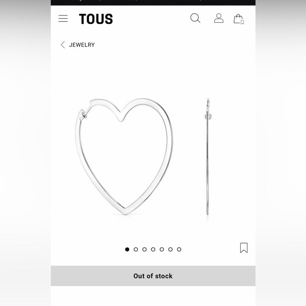Tous Sterling Silver Heart Hoops - Picture 4 of 6